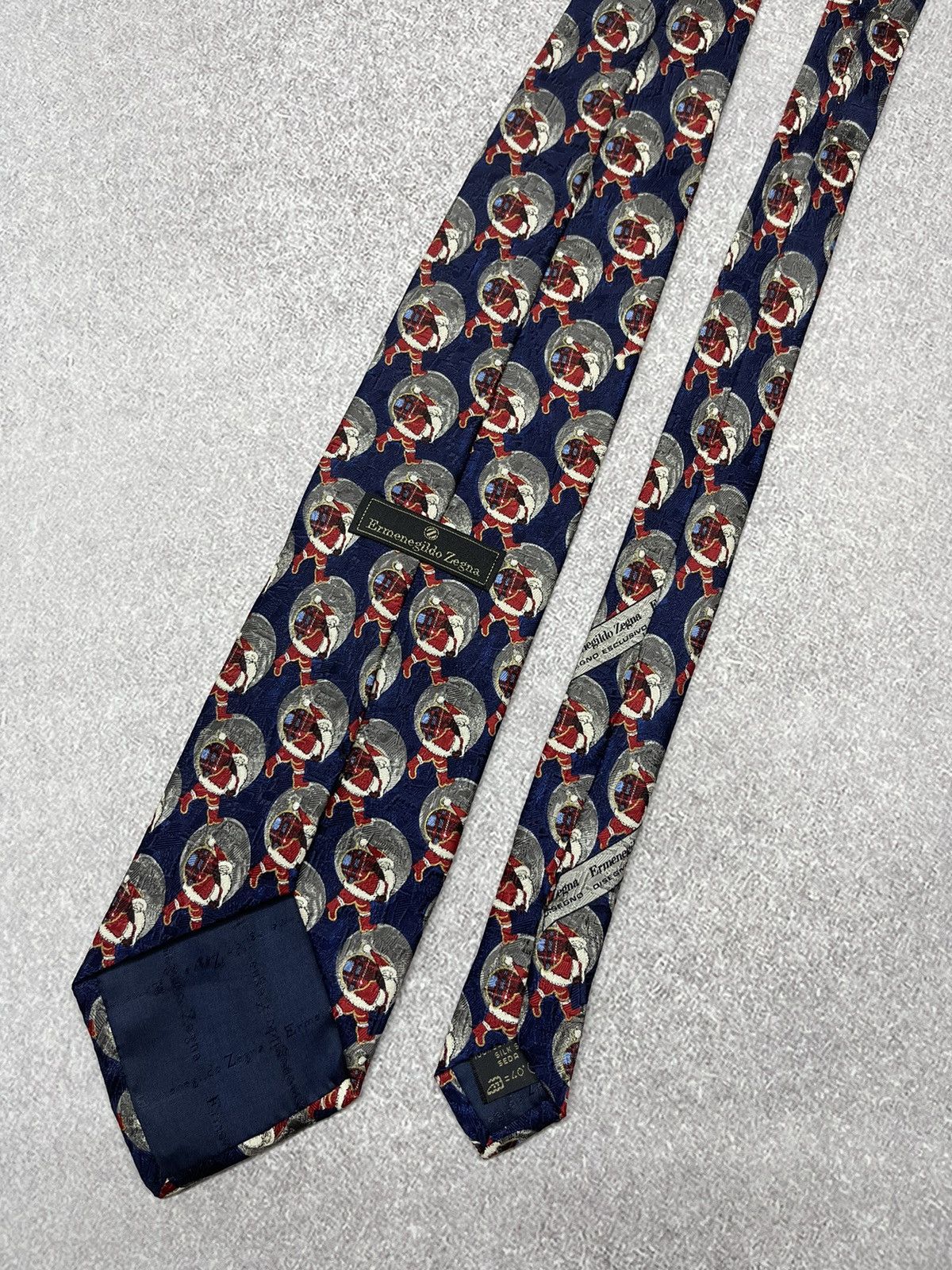 Ermenegildo Zegna Tie Santa Clause Print Silk Luxury