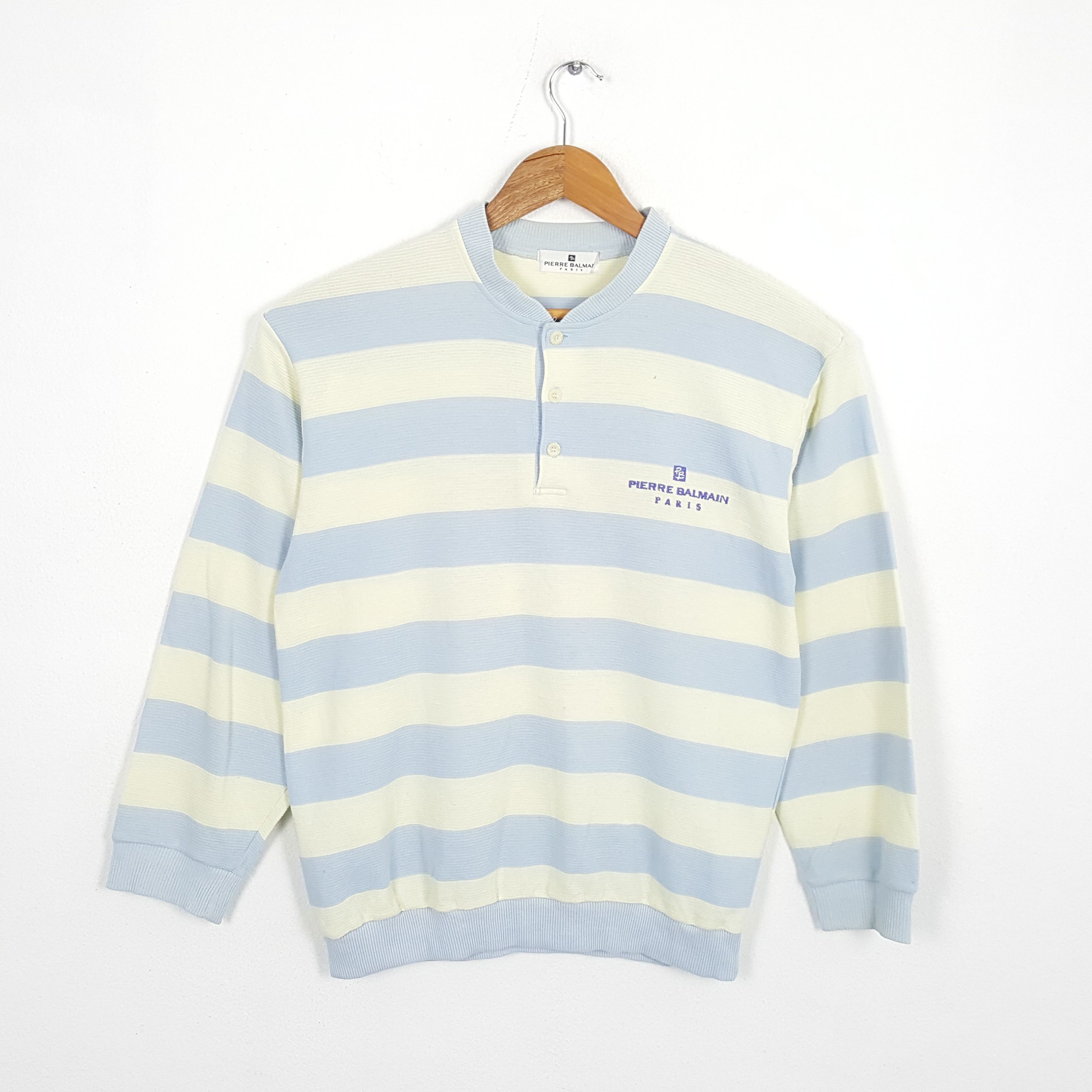 Vintage PIEERE BALMAIN Italian Designer Stripe Sweatshirt