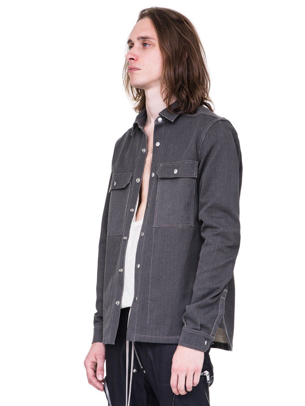 Rick Owens sz50 TECUATL Linen Grey Shirt Worker Thick Cotton Jacket Size US M / EU 48-50 / 2 - 3 Thumbnail