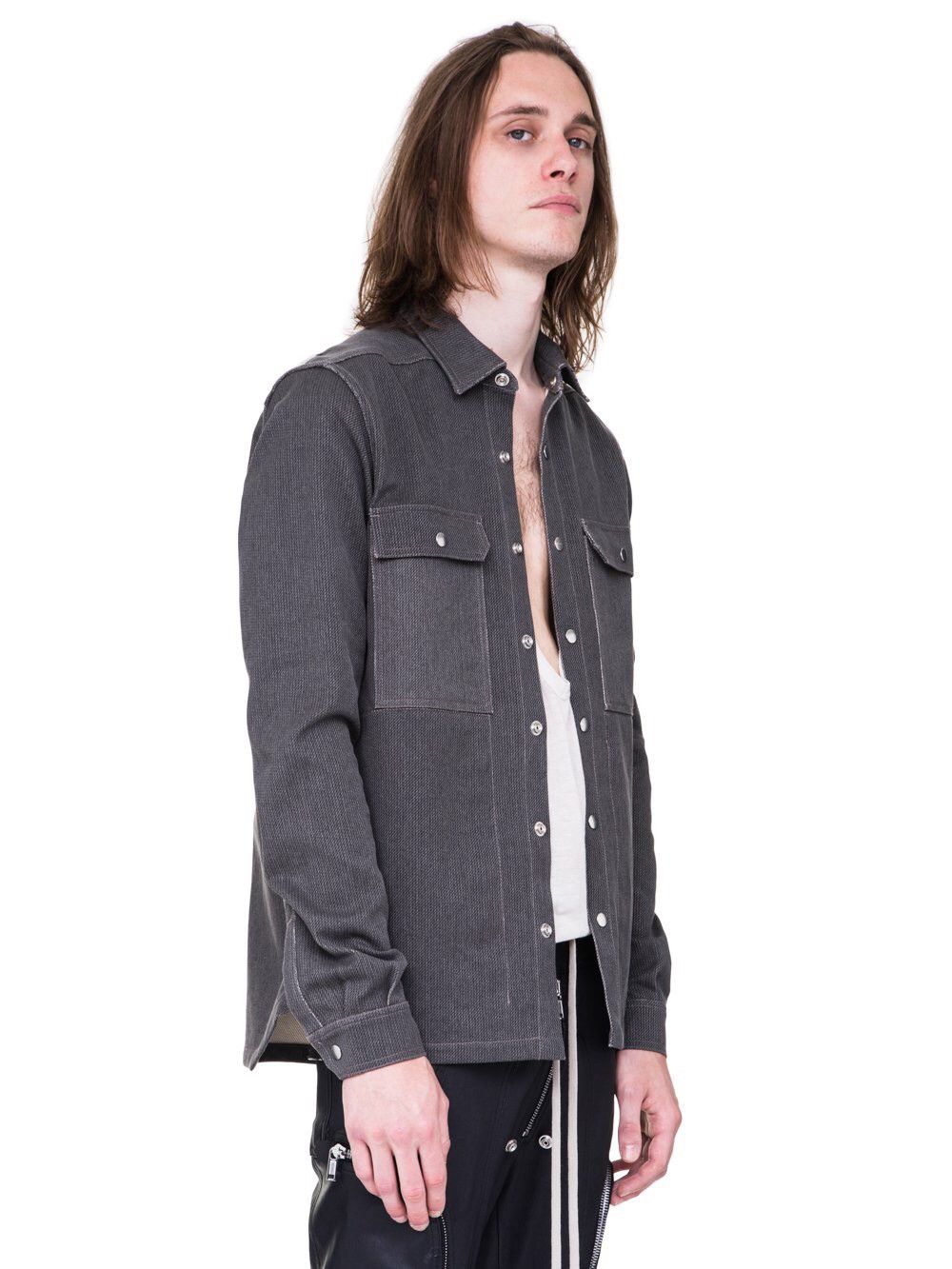 Rick Owens sz50 TECUATL Linen Grey Shirt Worker Thick Cotton Jacket Size US M / EU 48-50 / 2 - 5 Thumbnail