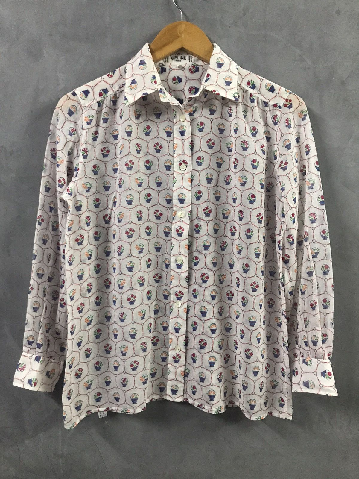 Celine Vintage CELINE Thin Cotton Button Shirt Size XS / US 0-2 / IT 36-38 - 1 Thumbnail