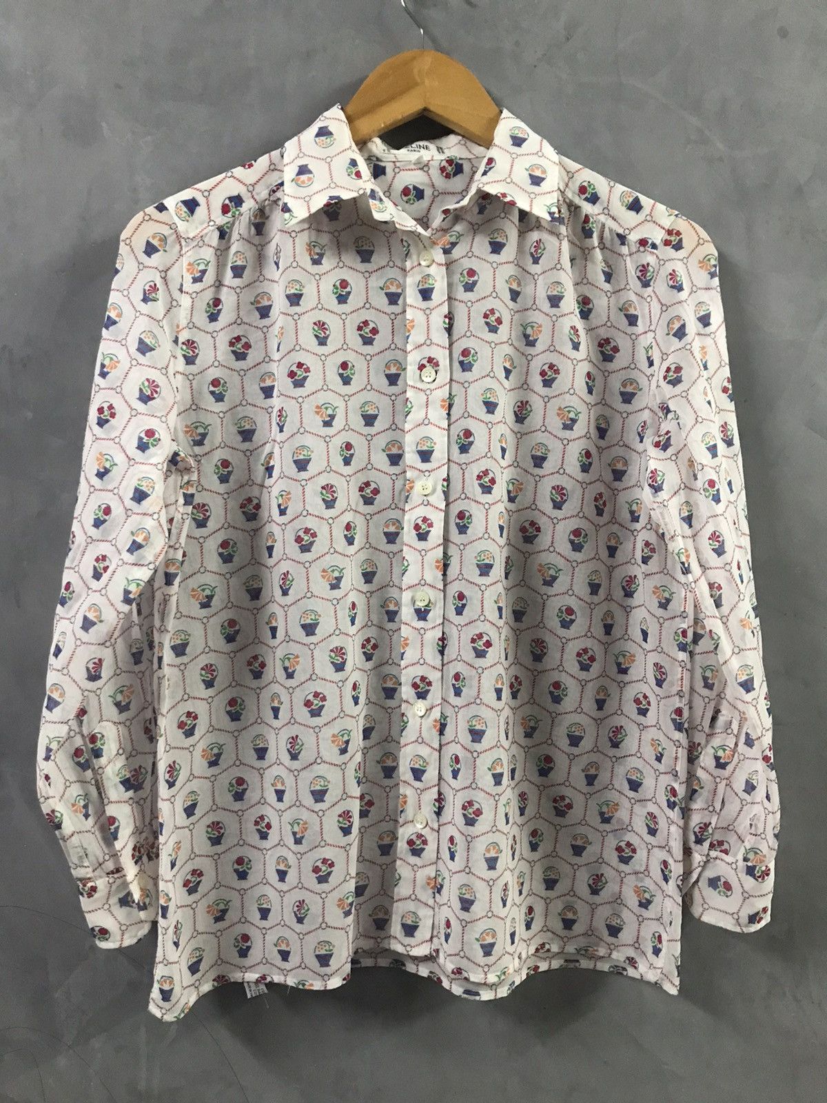 Celine Vintage CELINE Thin Cotton Button Shirt Size XS / US 0-2 / IT 36-38 - 2 Thumbnail