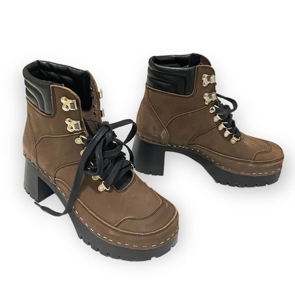 Swedish Hasbeens Swedish Hasbeens Boots, Trail Clog Boots, Brown Size 37EU Size US 7 / IT 37 - 4 Thumbnail