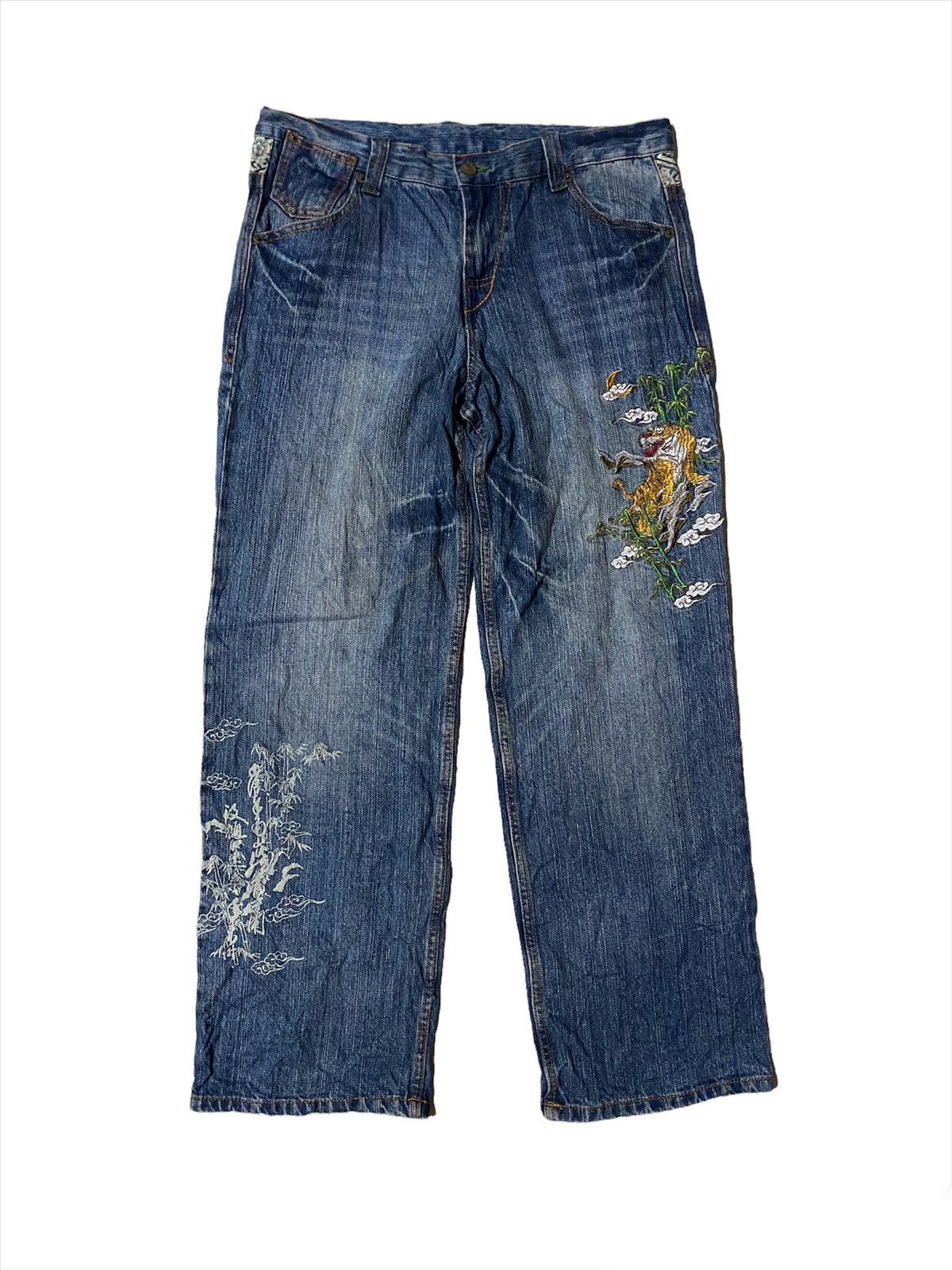 Japanese Brand 💥Japanese Villast Sukajan Tiger Blue Denim Size US 34 / EU 50 - 1 Thumbnail