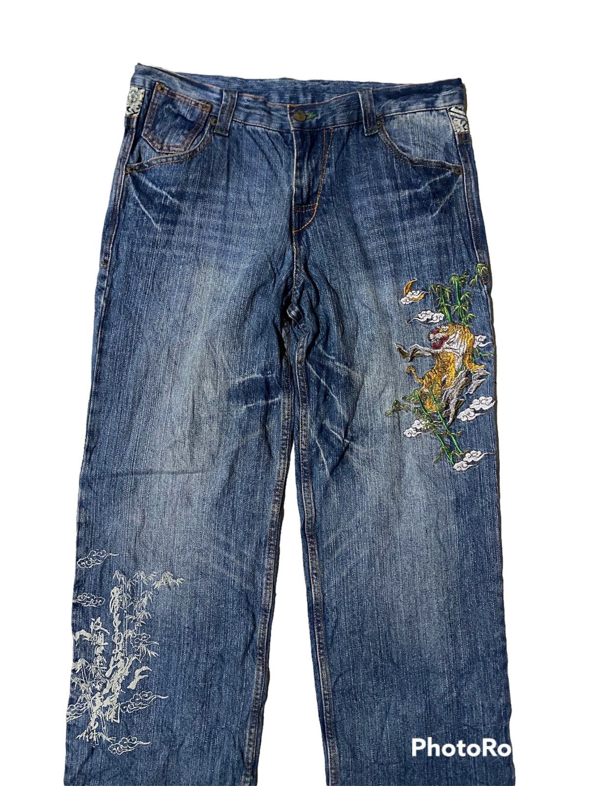 Japanese Brand 💥Japanese Villast Sukajan Tiger Blue Denim Size US 34 / EU 50 - 5 Thumbnail