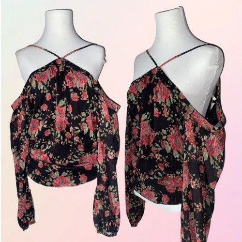 Bloomingdale's WAYF, Boho, Cold Shoulder, Floral Blouse Size S / US 4 / IT 40 - 2 Thumbnail
