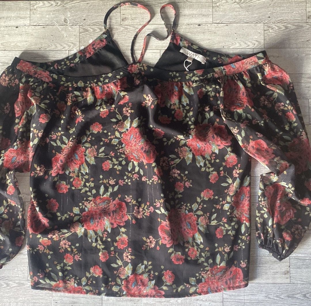 Bloomingdale's WAYF, Boho, Cold Shoulder, Floral Blouse Size S / US 4 / IT 40 - 11 Thumbnail