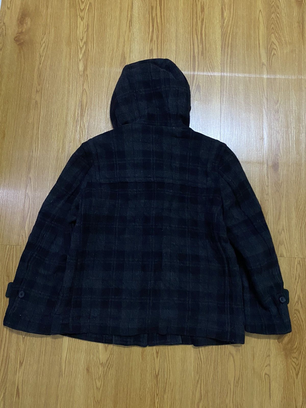 SHIPS × Ships Jet Blue Ships Jet Blue Besmar England Check Wool DUFFLE Coat Jacket Size US M / EU 48-50 / 2 - 2 Thumbnail