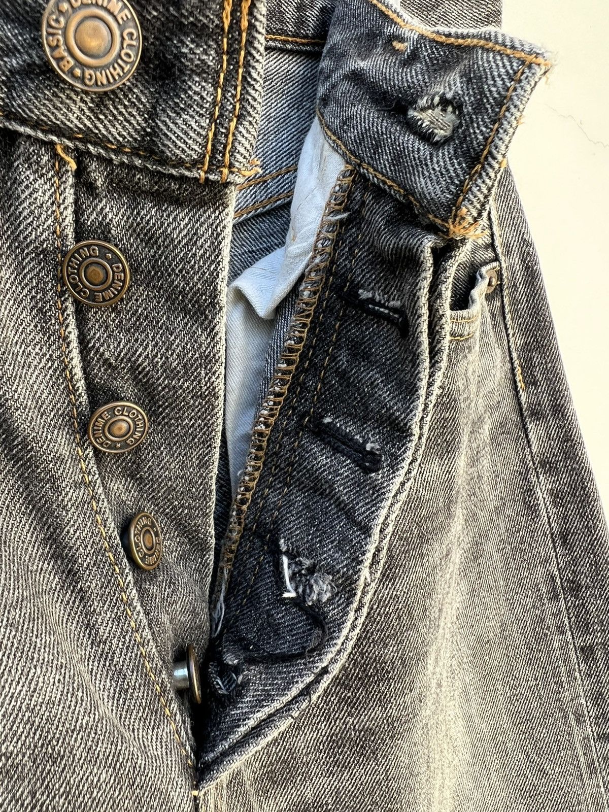 Denime × Vintage Vintage DENIME Japan Sun Faded Black Denim Selvedge Jeans Size US 31 - 3 Thumbnail