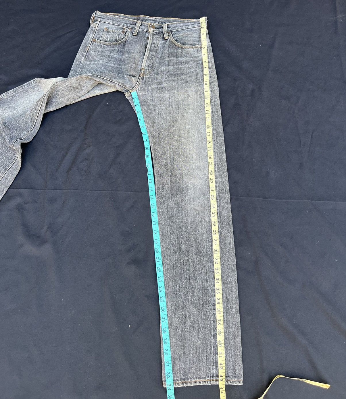 Denime × Vintage Vintage DENIME Japan Sun Faded Black Denim Selvedge Jeans Size US 31 - 24 Thumbnail