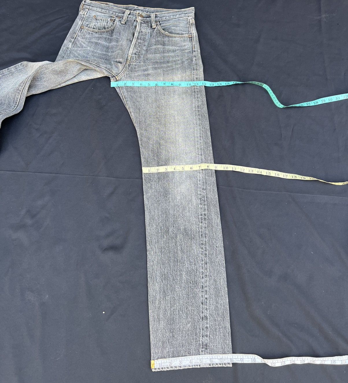 Denime × Vintage Vintage DENIME Japan Sun Faded Black Denim Selvedge Jeans Size US 31 - 23 Thumbnail
