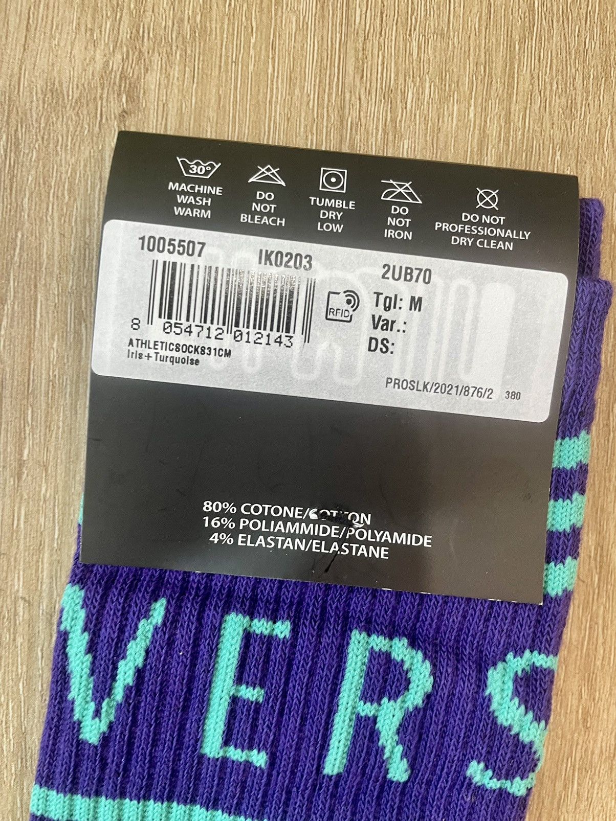 Versace Versace Striped Logo Dark Purple Athletic Dress Socks - MED Size ONE SIZE - 9 Thumbnail