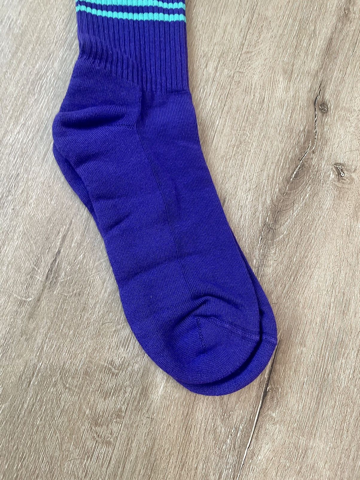 Versace Versace Striped Logo Dark Purple Athletic Dress Socks - MED Size ONE SIZE - 4 Thumbnail