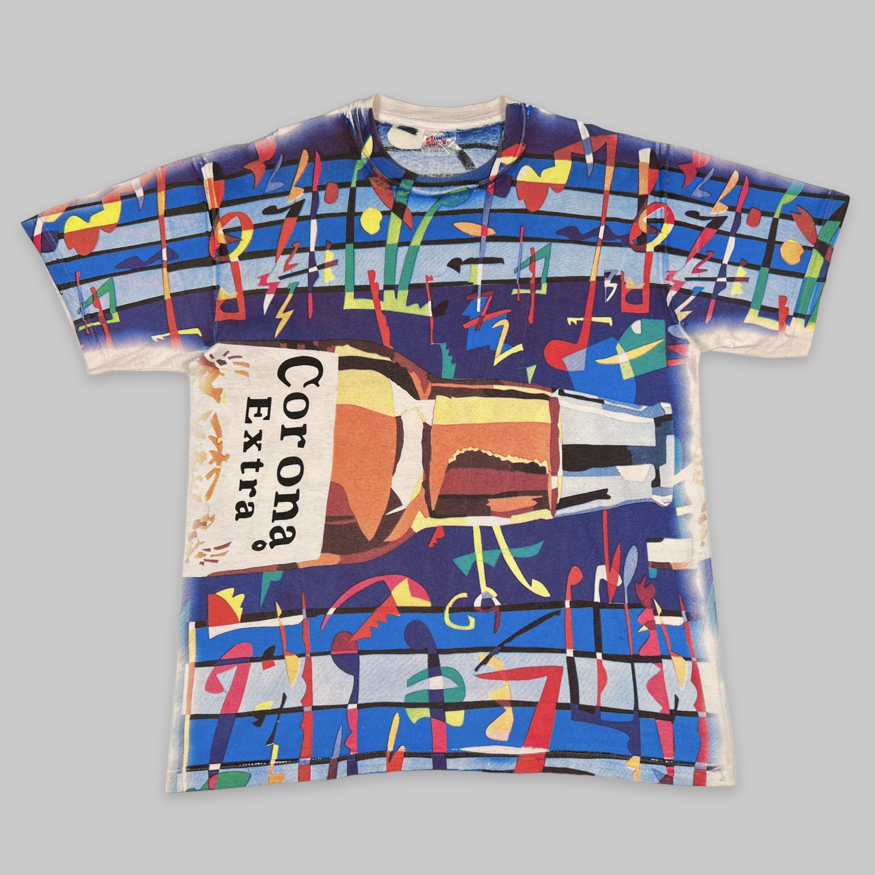 Hanes Vintage 90s Corona Extra Beer All Over Print Promo T Shirt Size US L / EU 52-54 / 3 - 1 Thumbnail