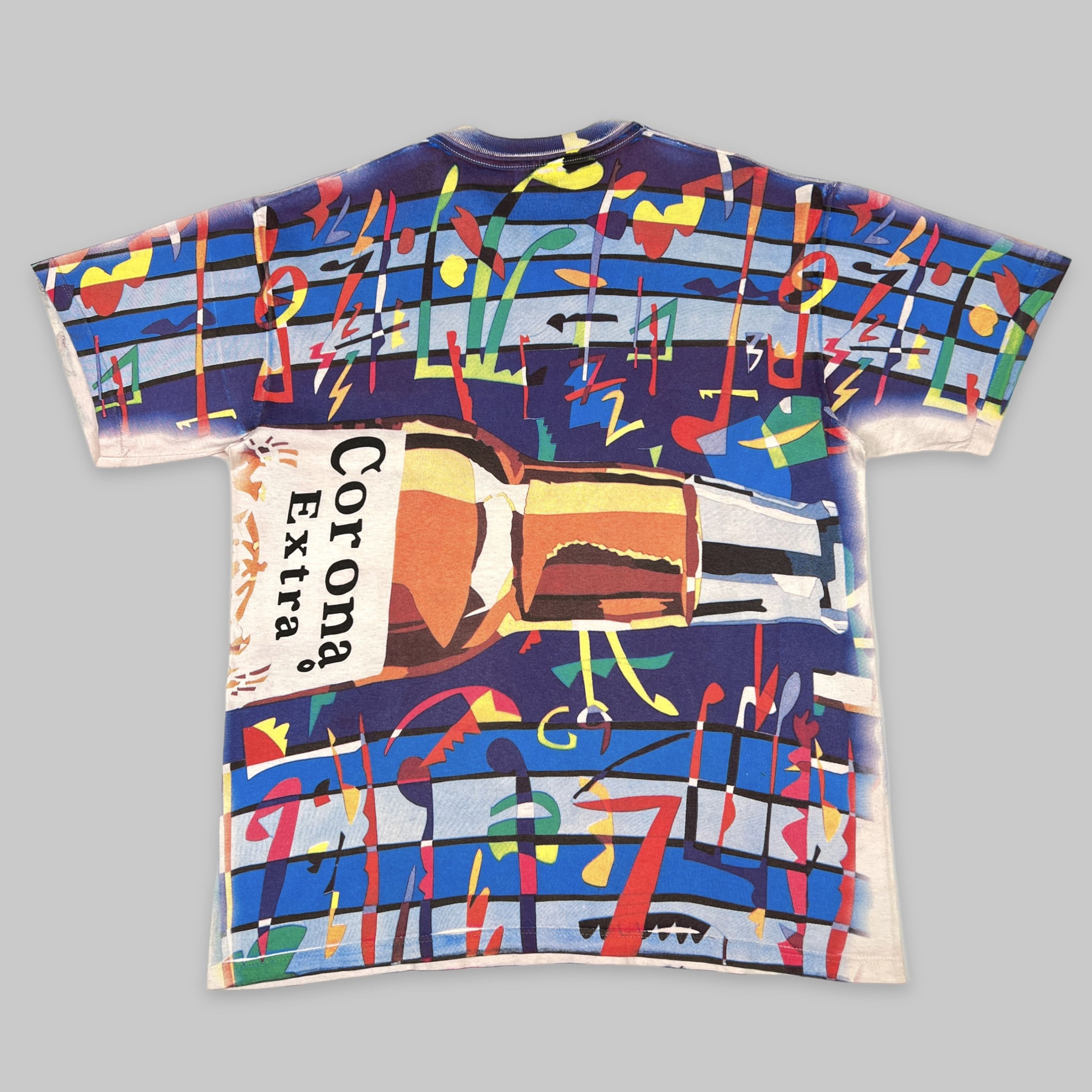Hanes Vintage 90s Corona Extra Beer All Over Print Promo T Shirt Size US L / EU 52-54 / 3 - 2 Thumbnail