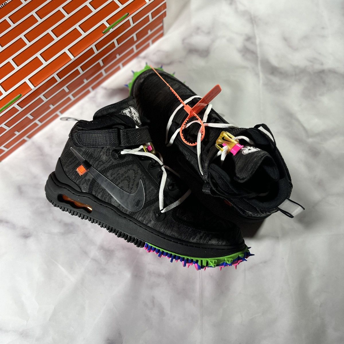 image of Nike x Off White Air Force 1 Mid Off-White Black Shoes, Men's (Size 13)