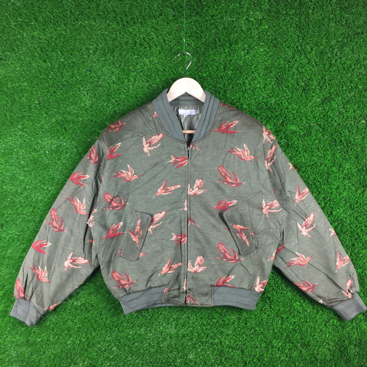 Japanese Brand × Vintage Vintage Bird Fullprint Bomber Jacket Size US L / EU 52-54 / 3 - 1 Thumbnail