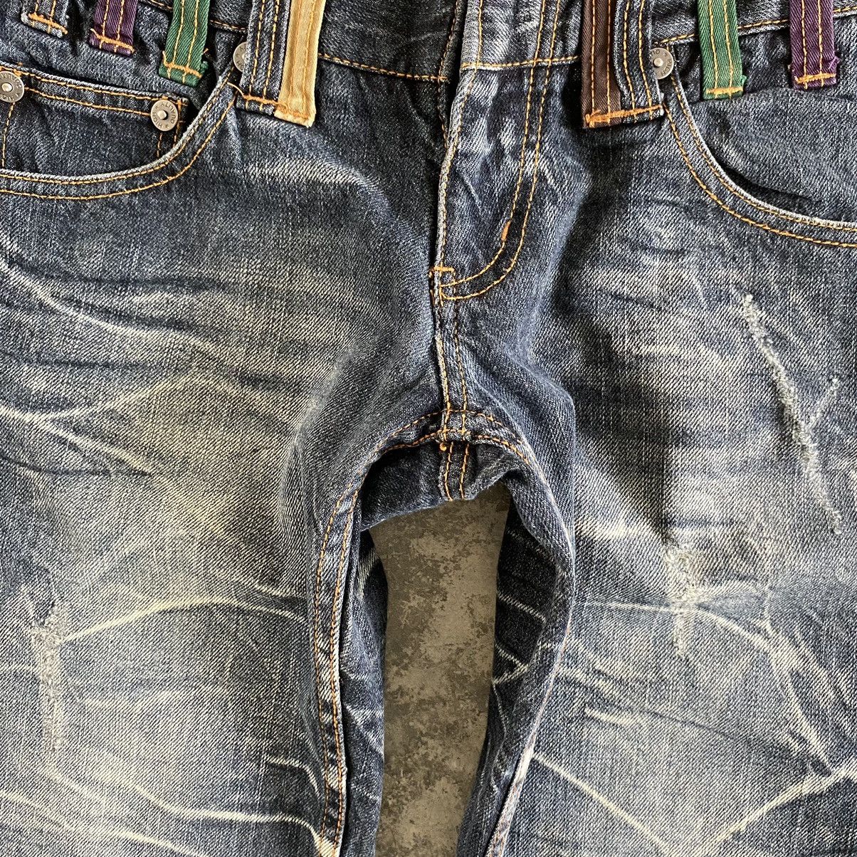 Japanese Brand Nylaus Double Waist Whisker Washed Faded Jeans Size US 30 / EU 46 - 6 Thumbnail