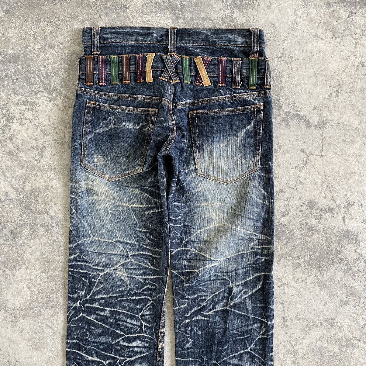 Japanese Brand Nylaus Double Waist Whisker Washed Faded Jeans Size US 30 / EU 46 - 10 Thumbnail
