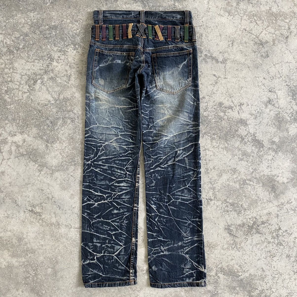 Japanese Brand Nylaus Double Waist Whisker Washed Faded Jeans Size US 30 / EU 46 - 9 Thumbnail