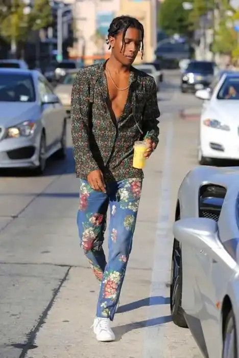 Asap rocky shop flower shirt