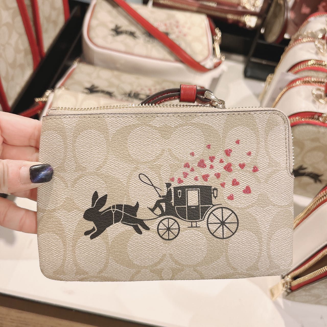Lunar New Year Corner Zip Wristlet With Rabbit And Carriage