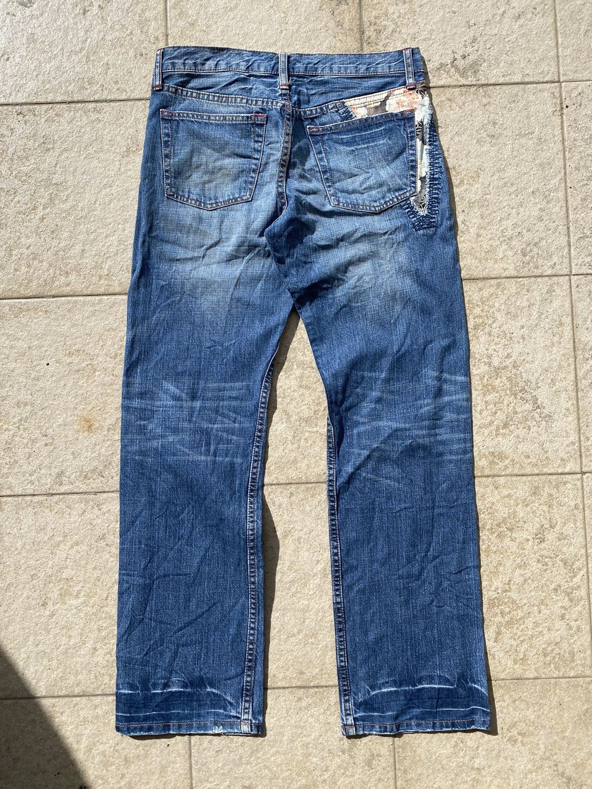 Blue Blue Japan 💥RARE💥 TAKEO KIKUCHI Sashiko Thread x Hybrid Floral Denim Size US 32 / EU 48 - 16 Thumbnail