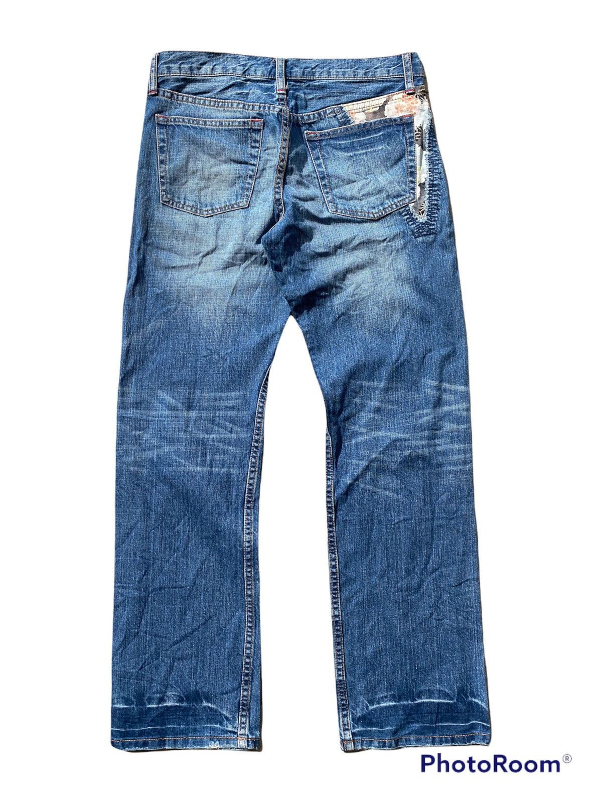 Blue Blue Japan 💥RARE💥 TAKEO KIKUCHI Sashiko Thread x Hybrid Floral Denim Size US 32 / EU 48 - 2 Thumbnail