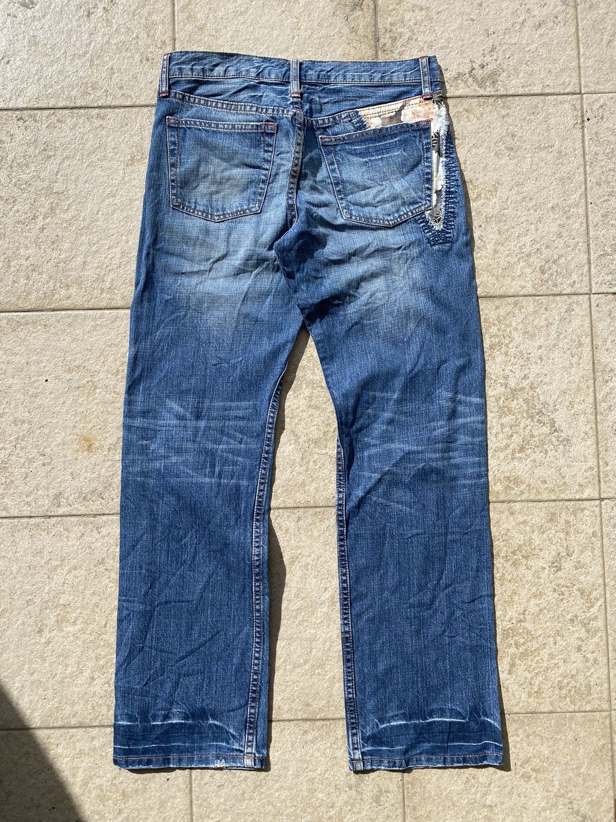 Blue Blue Japan 💥RARE💥 TAKEO KIKUCHI Sashiko Thread x Hybrid Floral Denim Size US 32 / EU 48 - 15 Thumbnail