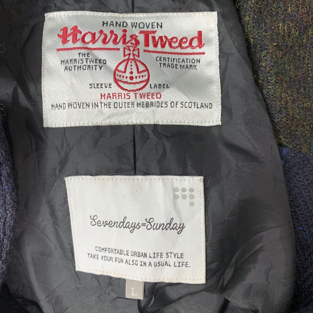 Harris Tweed Vintage Harris Tweed Sevendays Sunday Wool Long Coat Size US L / EU 52-54 / 3 - 6 Thumbnail