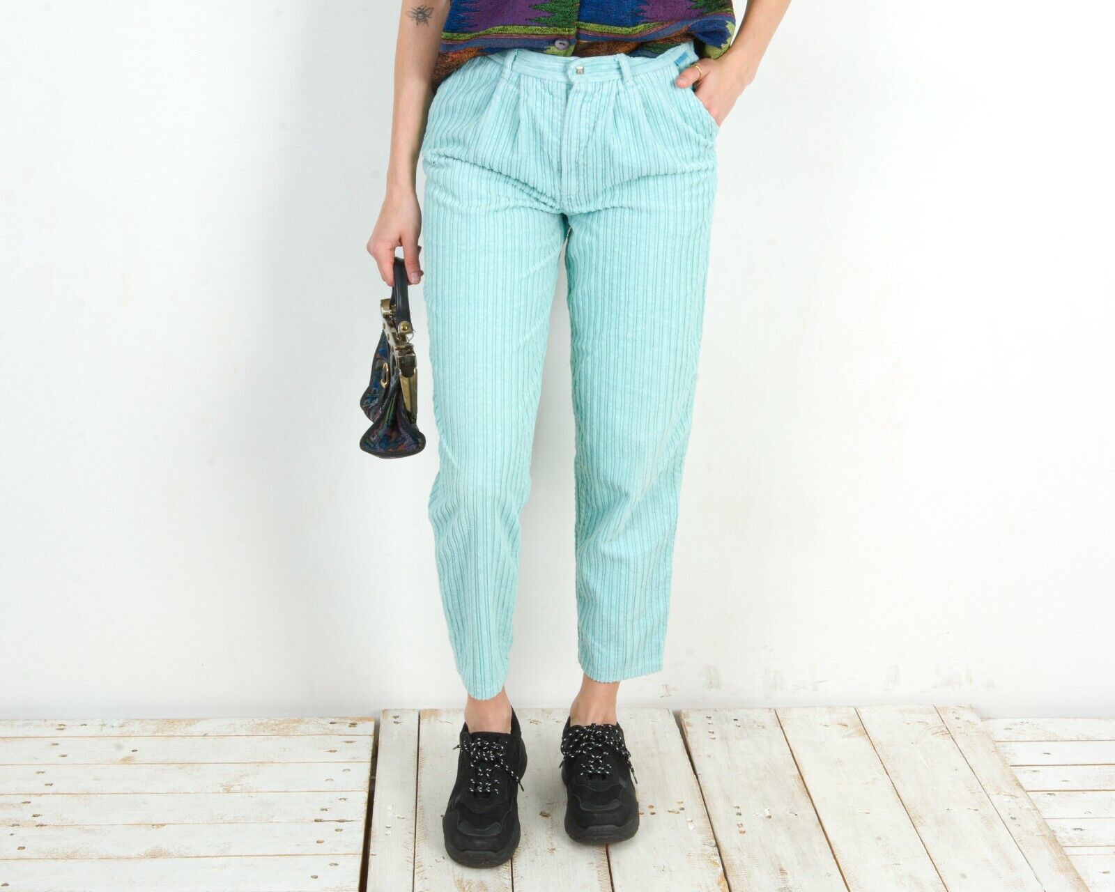 Other × Vintage W27 L27 Corduroy Pants Trousers Mint High Wasted Whale Cord Size 27" / US 4 / IT 40 - 2 Thumbnail