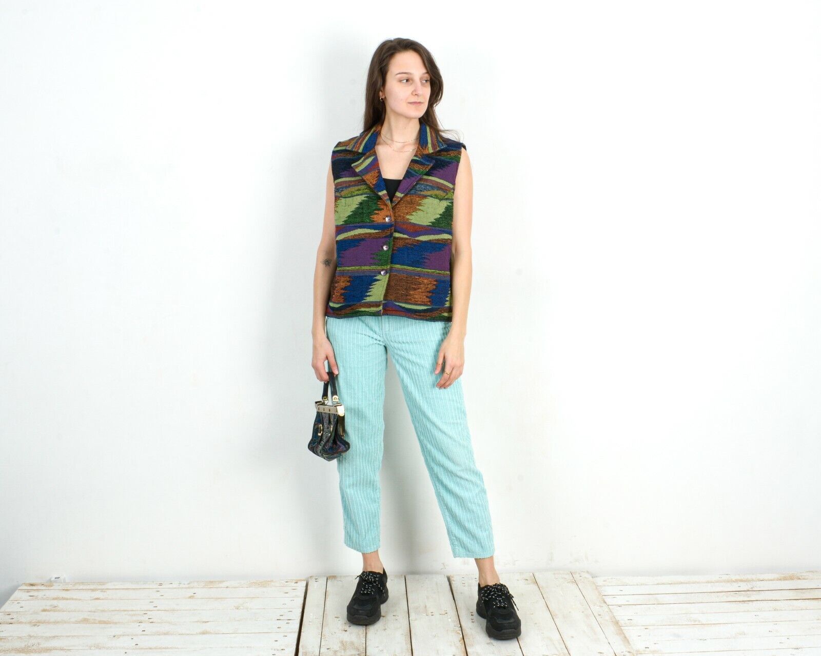 Other × Vintage W27 L27 Corduroy Pants Trousers Mint High Wasted Whale Cord Size 27" / US 4 / IT 40 - 1 Thumbnail