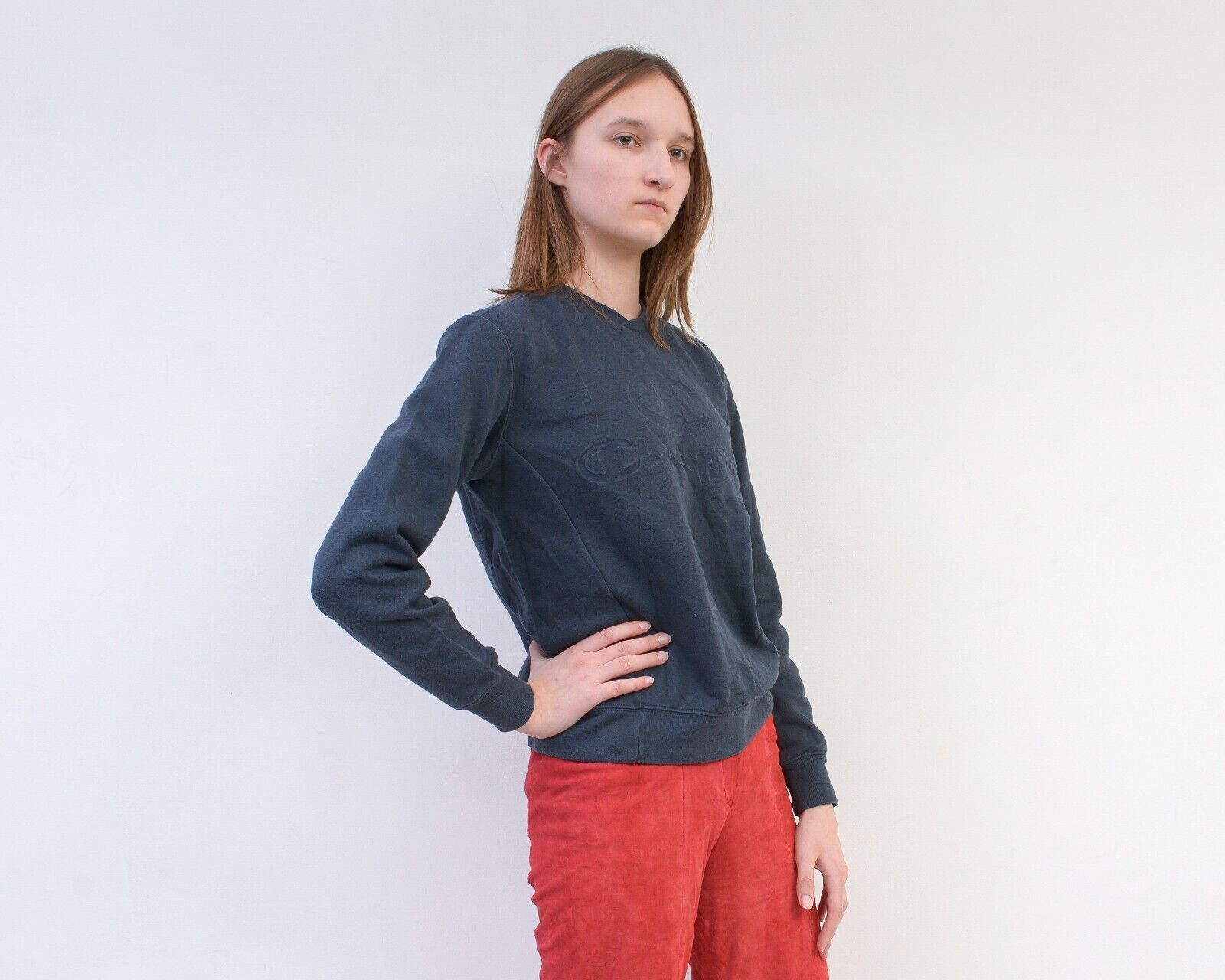 Champion × Vintage Jumper Sweatshirt Pullover Dark Grey Soft Lining Casual Size S / US 4 / IT 40 - 2 Thumbnail