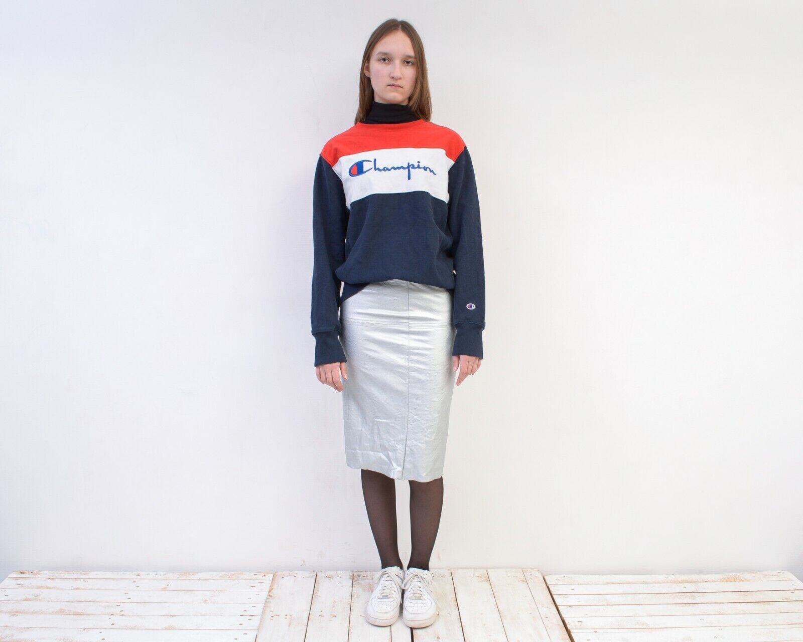 Champion × Vintage Jumper Sweatshirt Pullover Classic Red Blue White Casual Size XL / US 12-14 / IT 48-50 - 2 Thumbnail