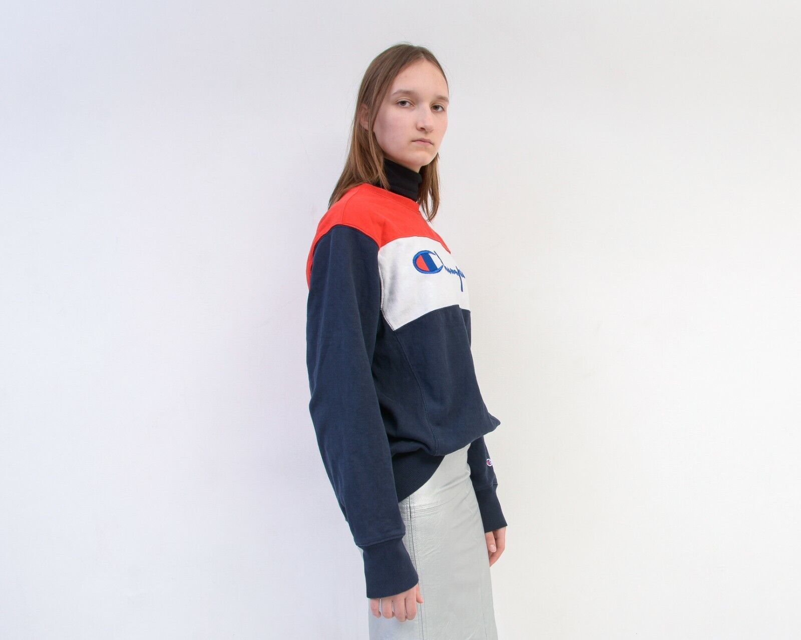 Champion × Vintage Jumper Sweatshirt Pullover Classic Red Blue White Casual Size XL / US 12-14 / IT 48-50 - 3 Thumbnail