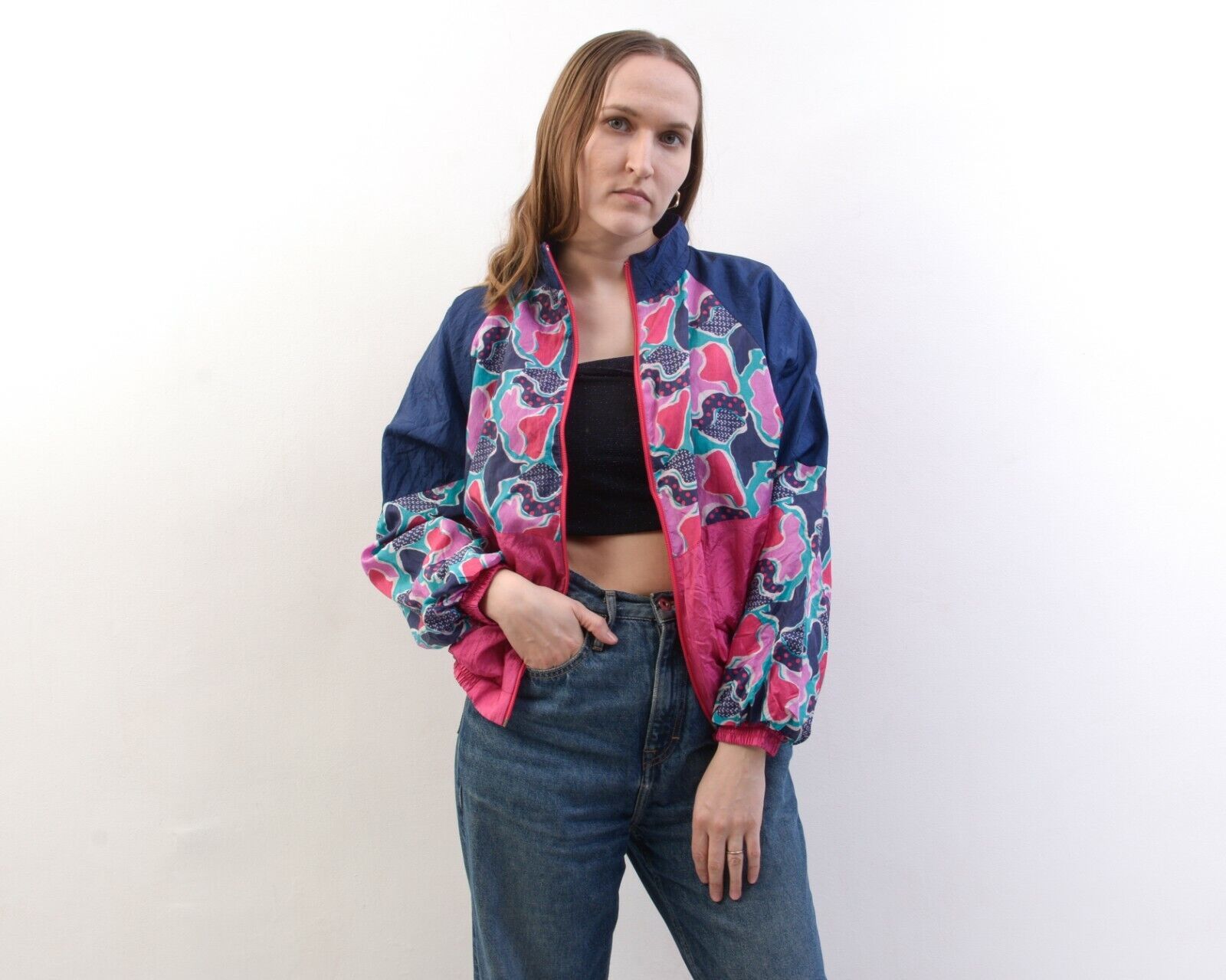 Other × Vintage Jumper Jacket Pink Sports Bomber Zip Up Windbreaker Pattern Size L / US 10 / IT 46 - 3 Thumbnail
