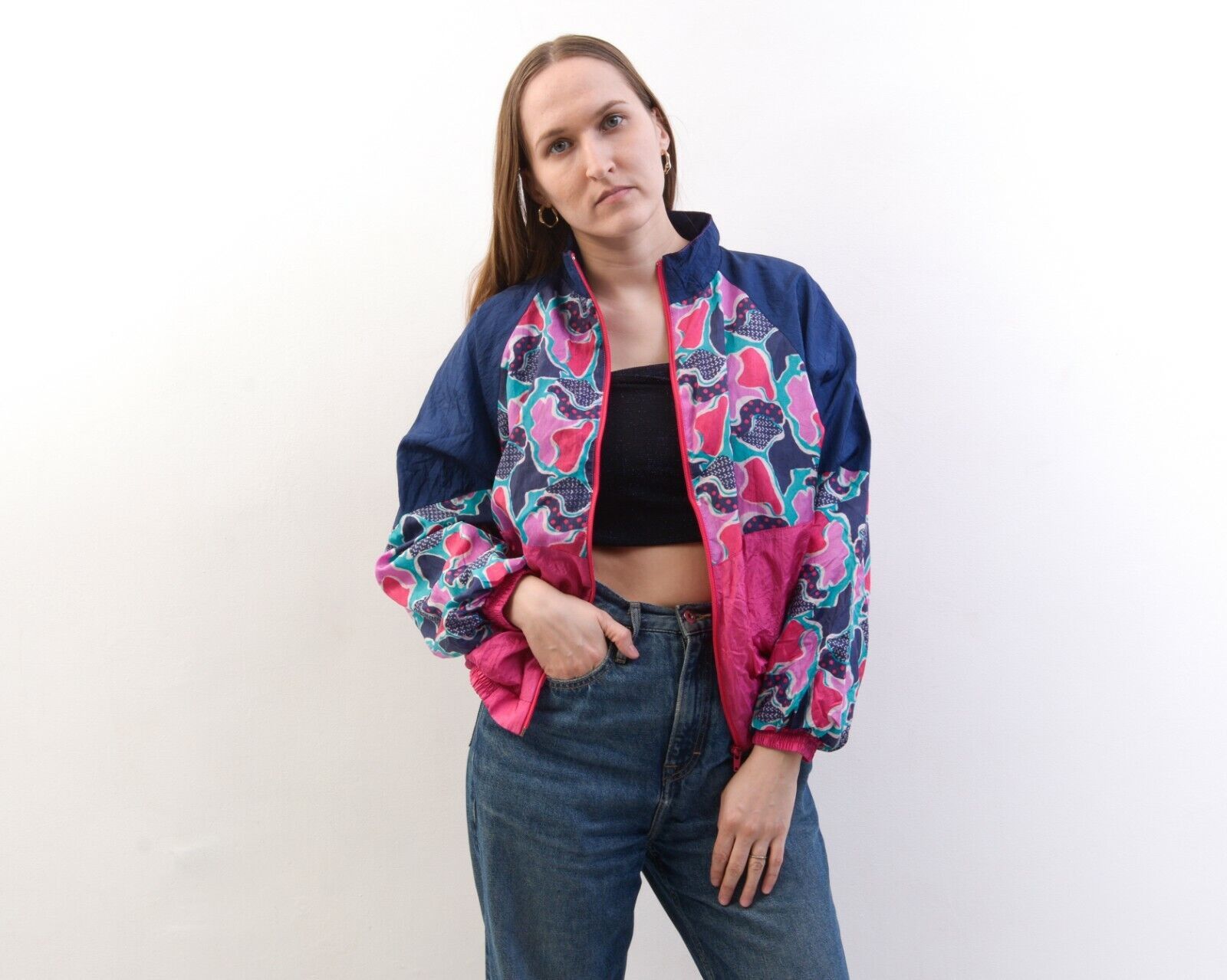 Other × Vintage Jumper Jacket Pink Sports Bomber Zip Up Windbreaker Pattern Size L / US 10 / IT 46 - 1 Thumbnail