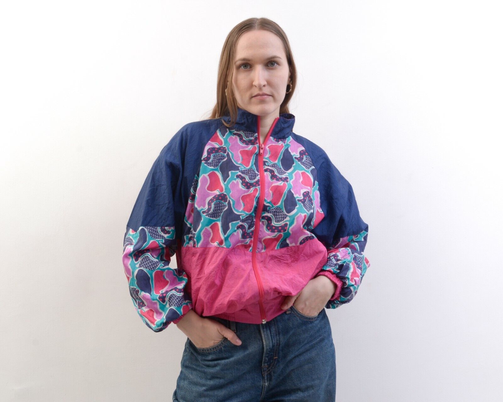 Other × Vintage Jumper Jacket Pink Sports Bomber Zip Up Windbreaker Pattern Size L / US 10 / IT 46 - 2 Thumbnail