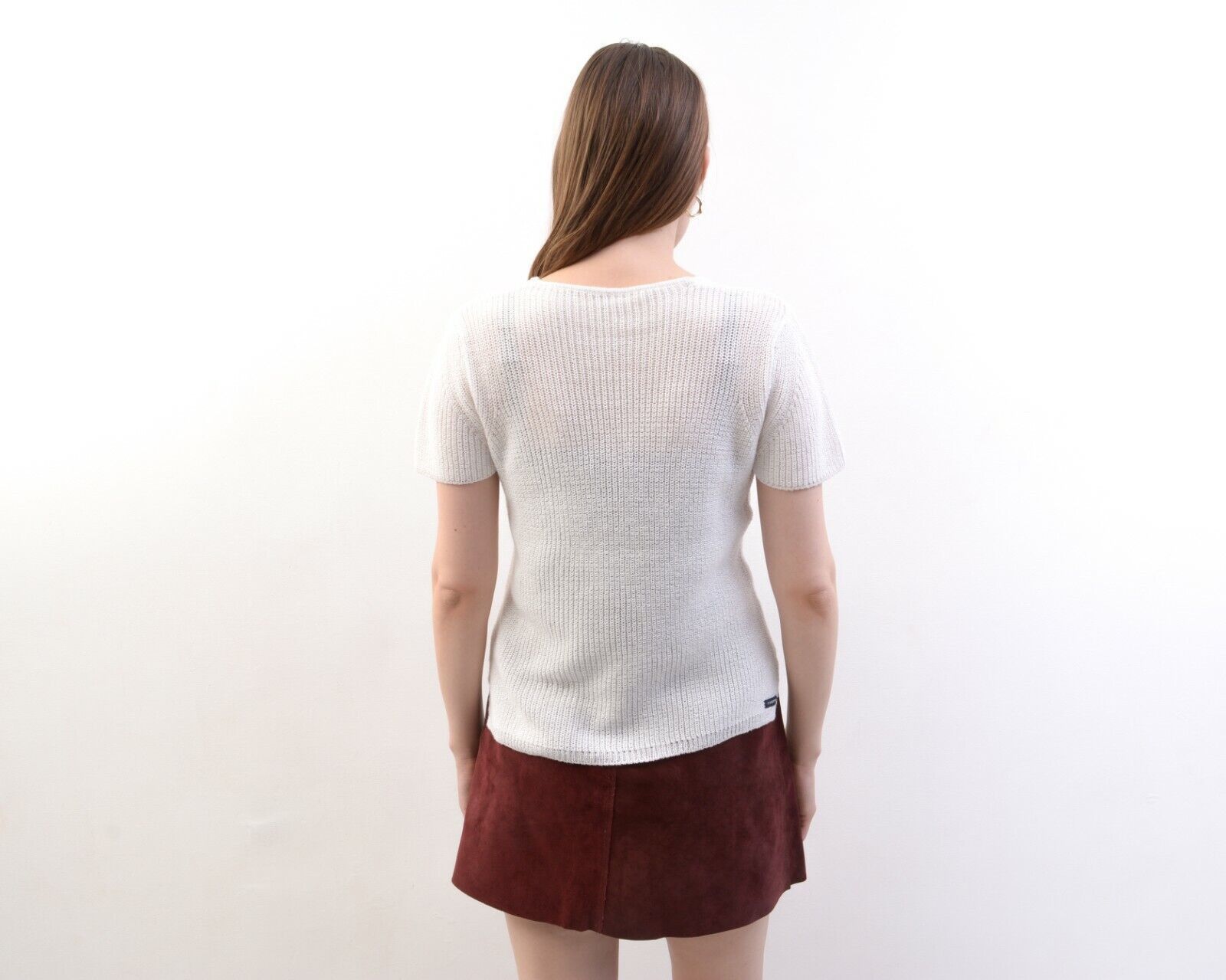 Other × Vintage Crop Crochet Knitted Top Romantic Blouse Button Short Sleeve Size S / US 4 / IT 40 - 4 Thumbnail