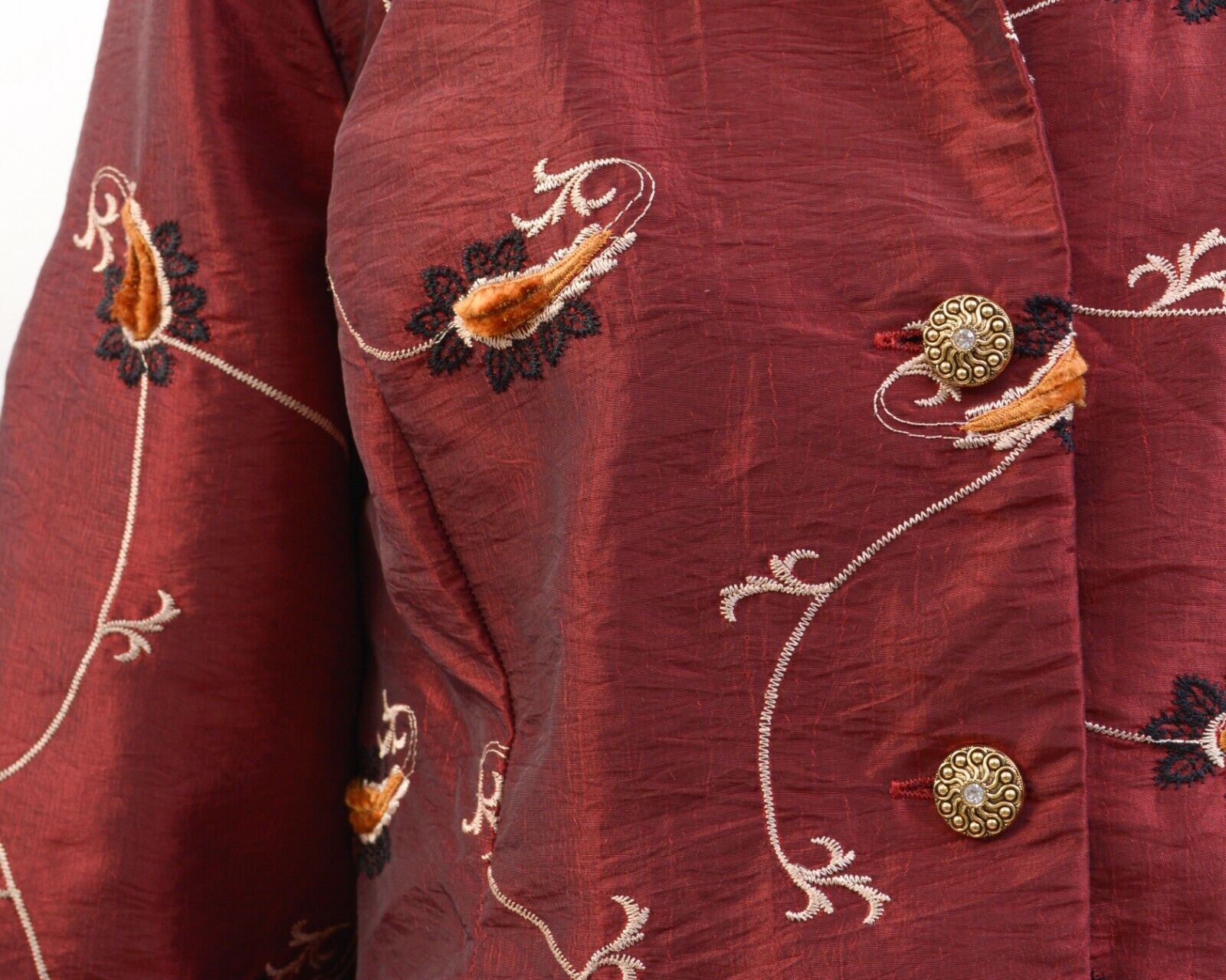 Other × Vintage 80's Embroidered Leaves Shimmer Button Up Blouse Shirt Top Size L / US 10 / IT 46 - 5 Thumbnail