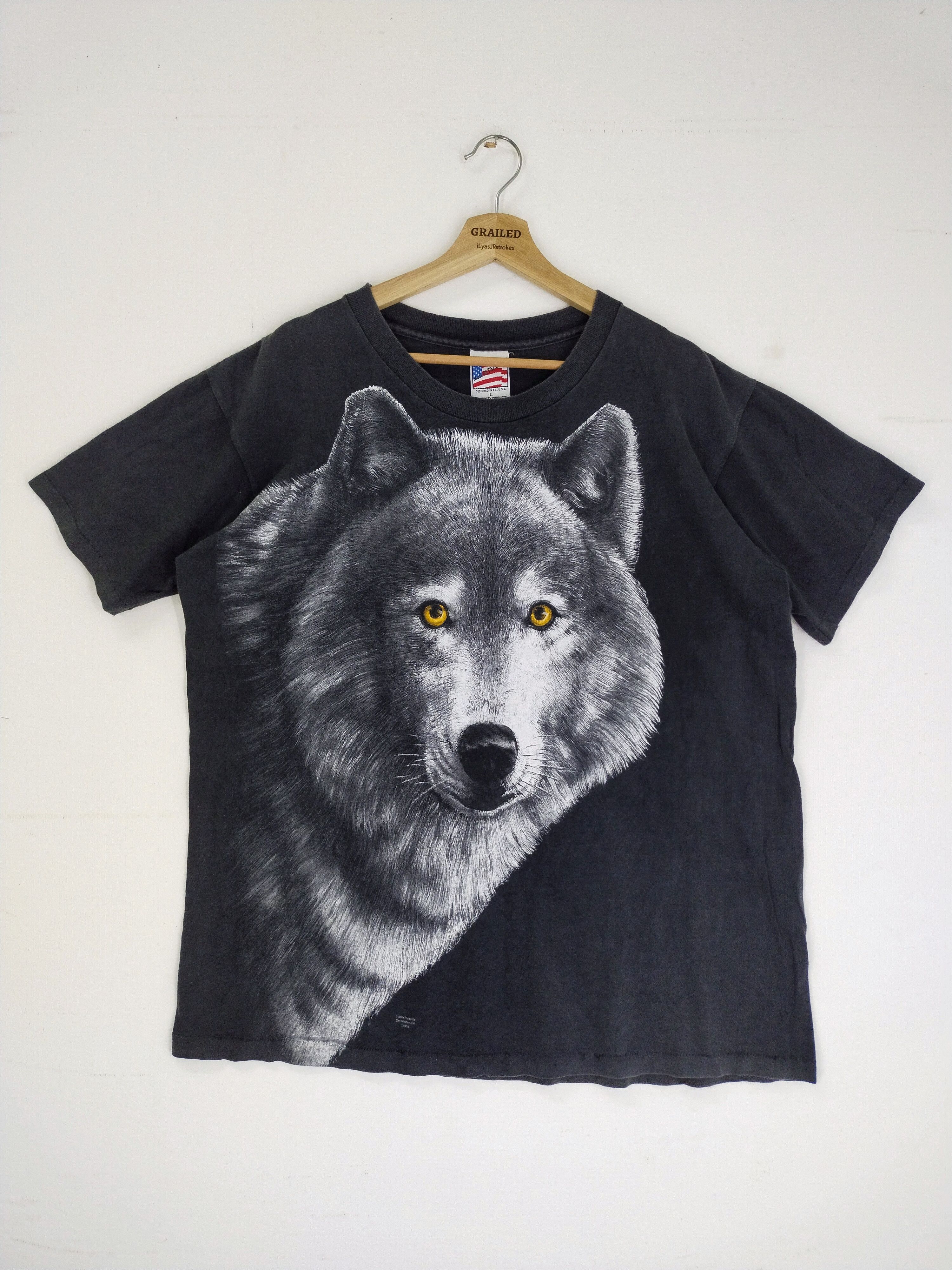 Vintage Vintage 90s Wolf Wild Animal Life Inspire Big Graphic Tee Size US L / EU 52-54 / 3 - 1 Thumbnail