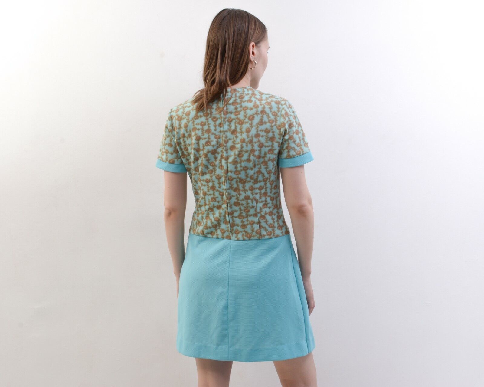 Other × Vintage 80's Dress Blue Flowers Zip Up Plated Skirt Tennis Mini Size S / US 4 / IT 40 - 5 Thumbnail