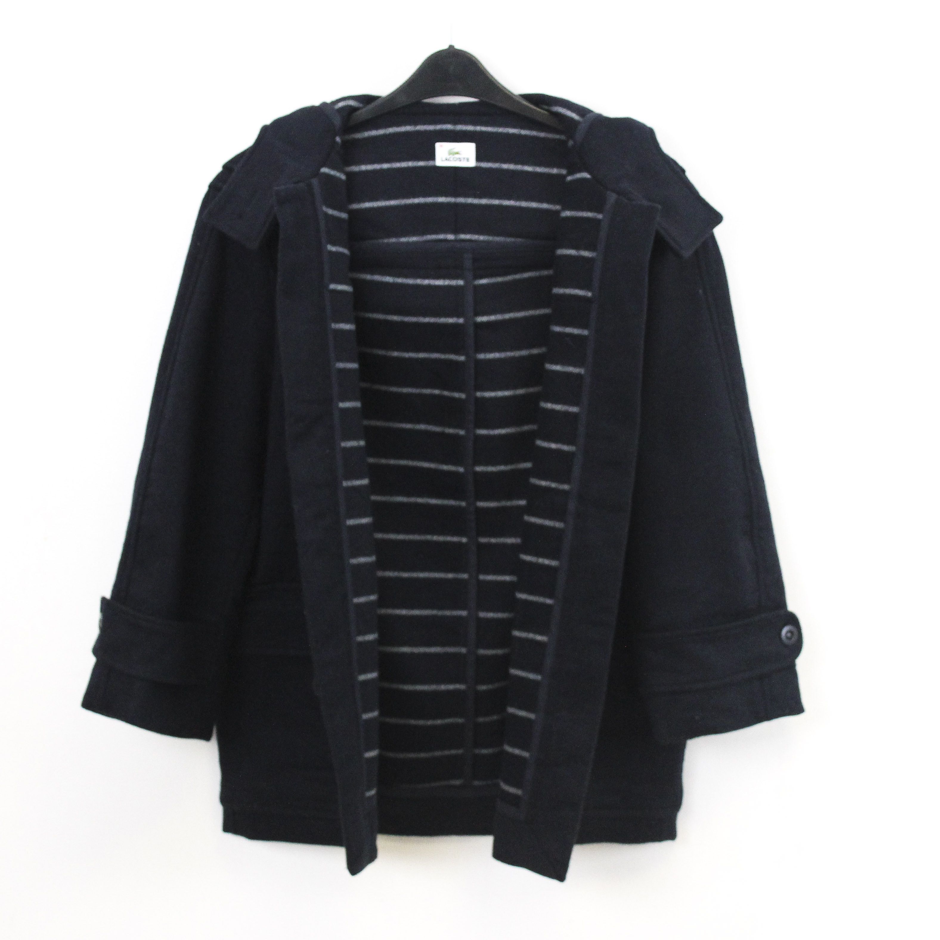 Lacoste Women UK 10 Duffle EU 38 Coat Jacket Wool Navy US 6 Hooded M Size M / US 6-8 / IT 42-44 - 4 Thumbnail