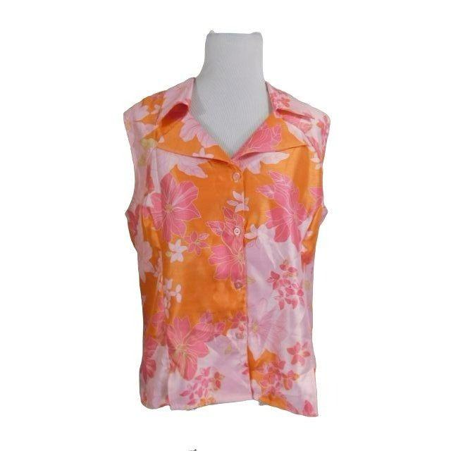 Other Dress Barn Size XL Satin finish button up sleeveless orange Grailed