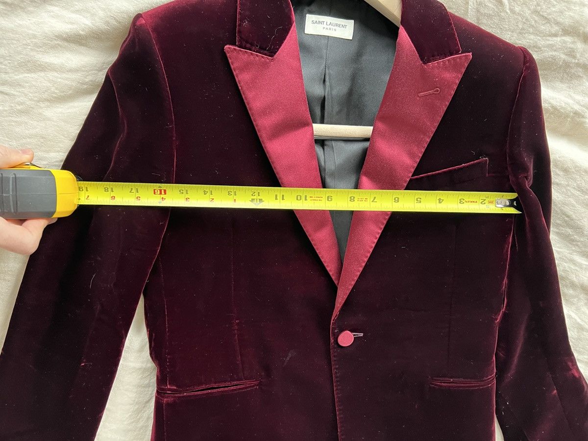 Hedi Slimane × Saint Laurent Paris FW16 Runway Red/Burgundy Velvet Blazer Size 48R - 12 Thumbnail