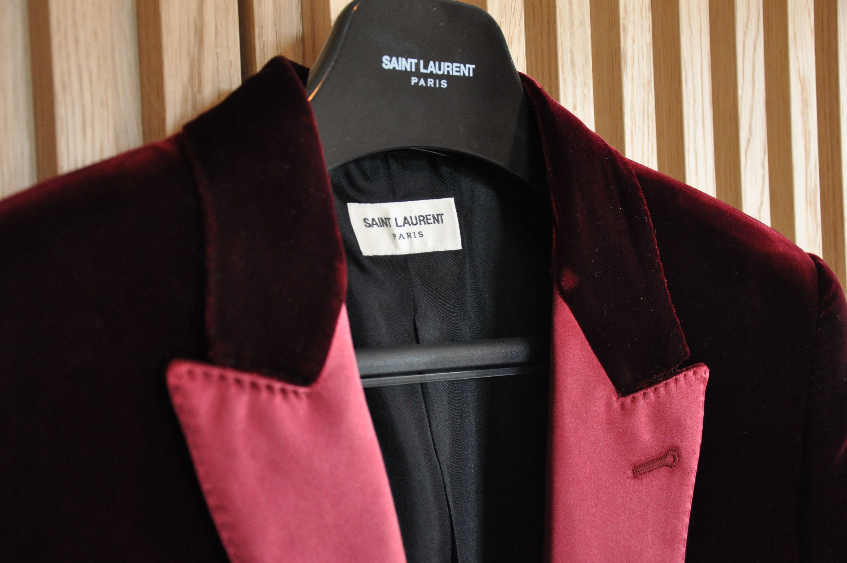 Hedi Slimane × Saint Laurent Paris FW16 Runway Red/Burgundy Velvet Blazer Size 48R - 9 Thumbnail