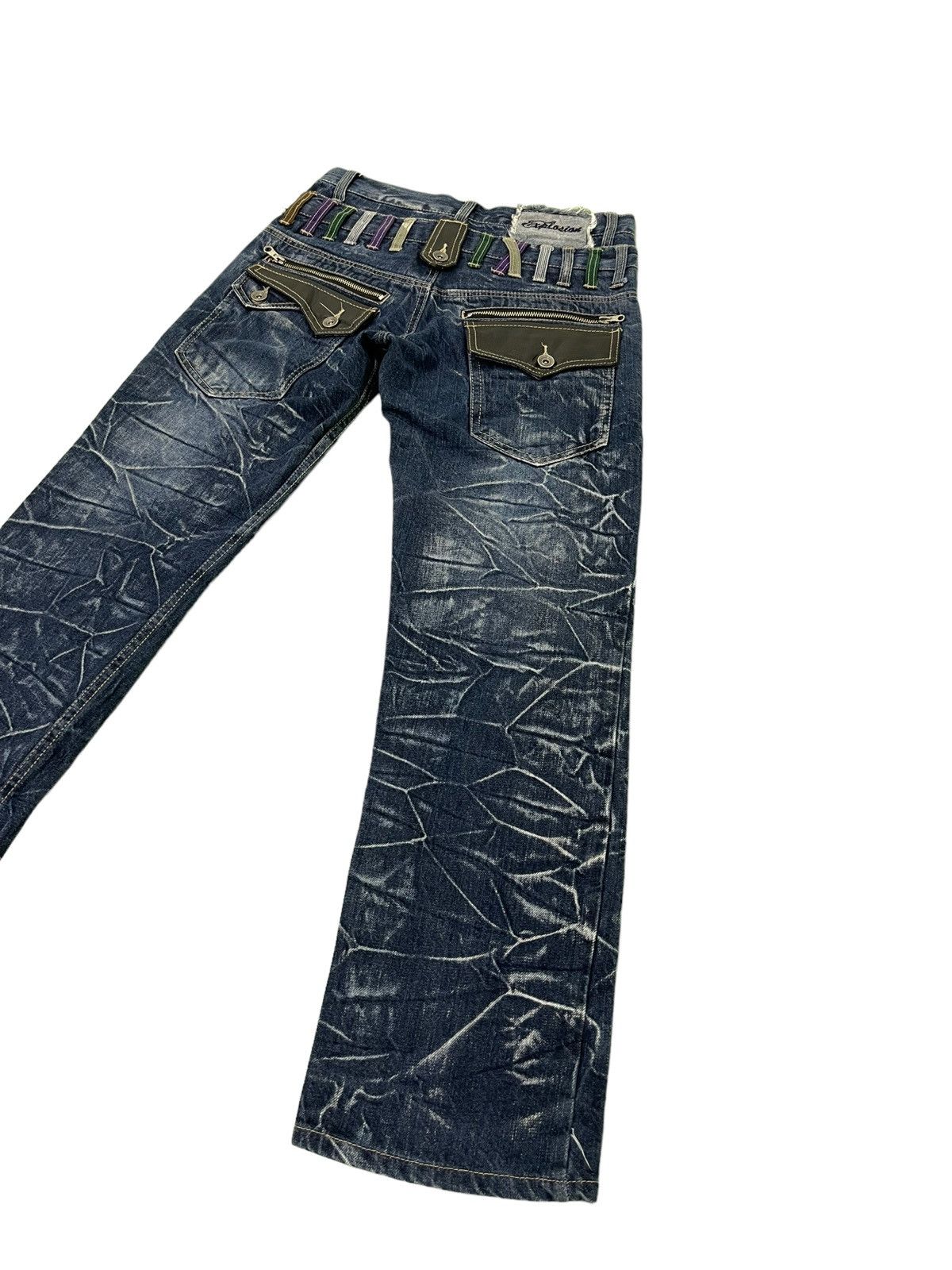 Japanese Brand Double Waist Jeans Explosion Acid Wash Regular Straight 4🟦1 Size US 29 - 3 Thumbnail