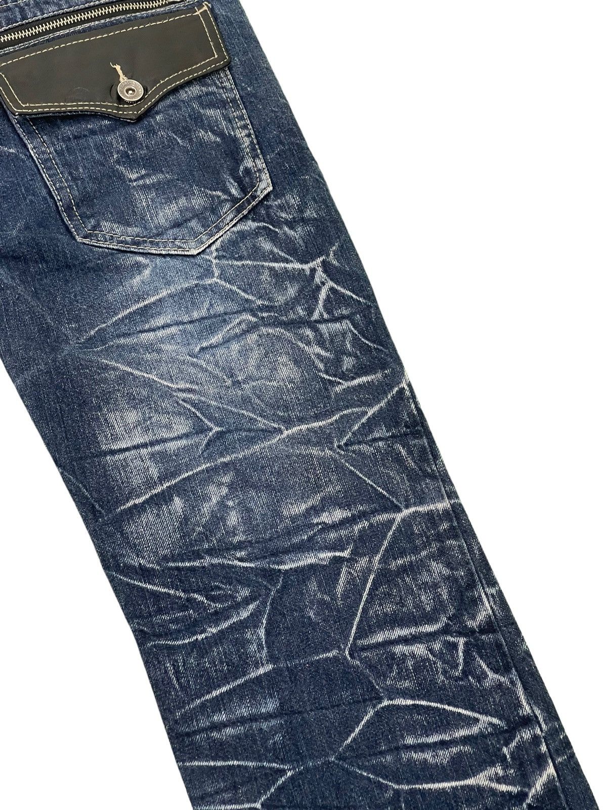 Japanese Brand Double Waist Jeans Explosion Acid Wash Regular Straight 4🟦1 Size US 29 - 7 Thumbnail