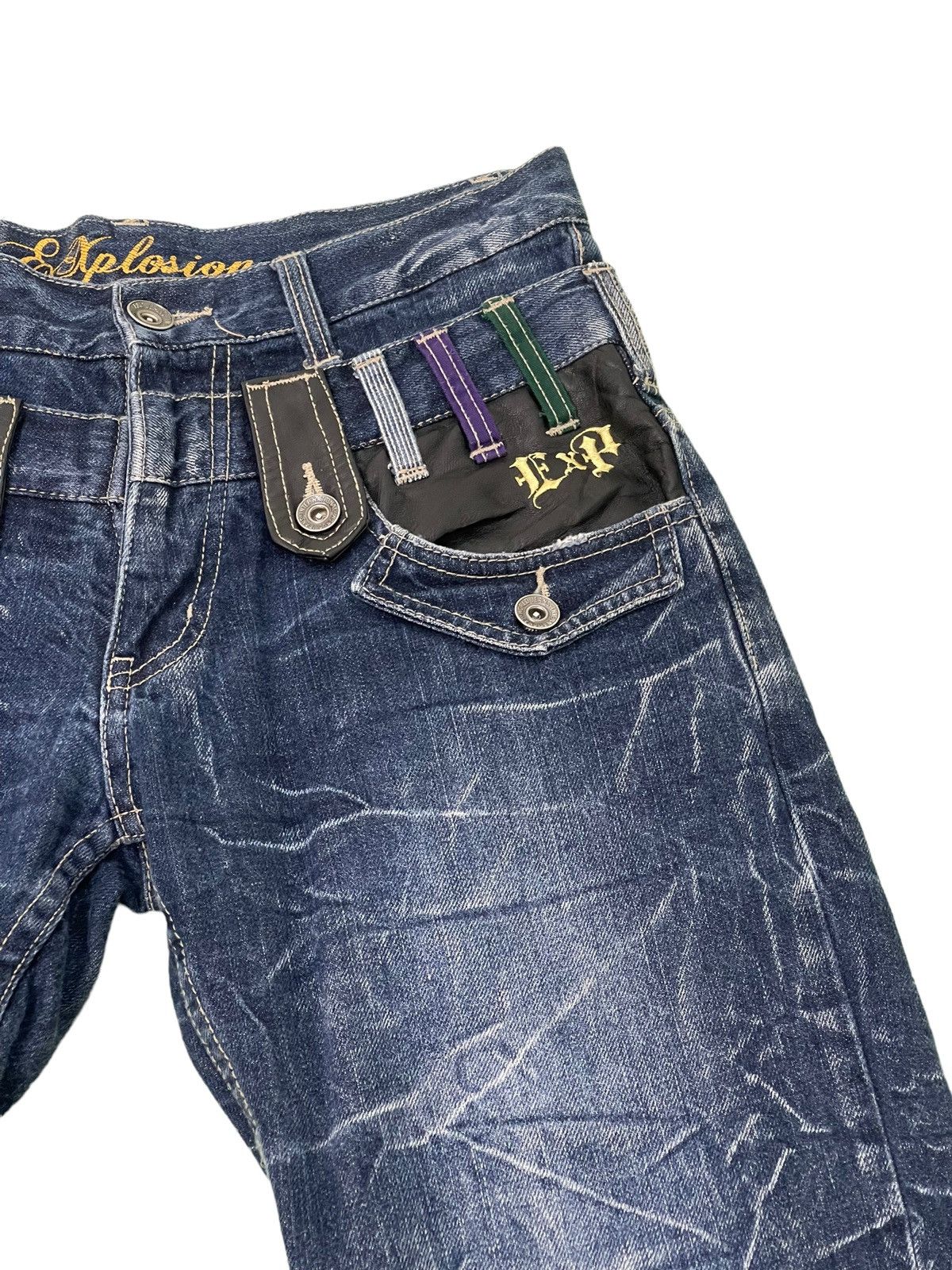 Japanese Brand Double Waist Jeans Explosion Acid Wash Regular Straight 4🟦1 Size US 29 - 18 Thumbnail