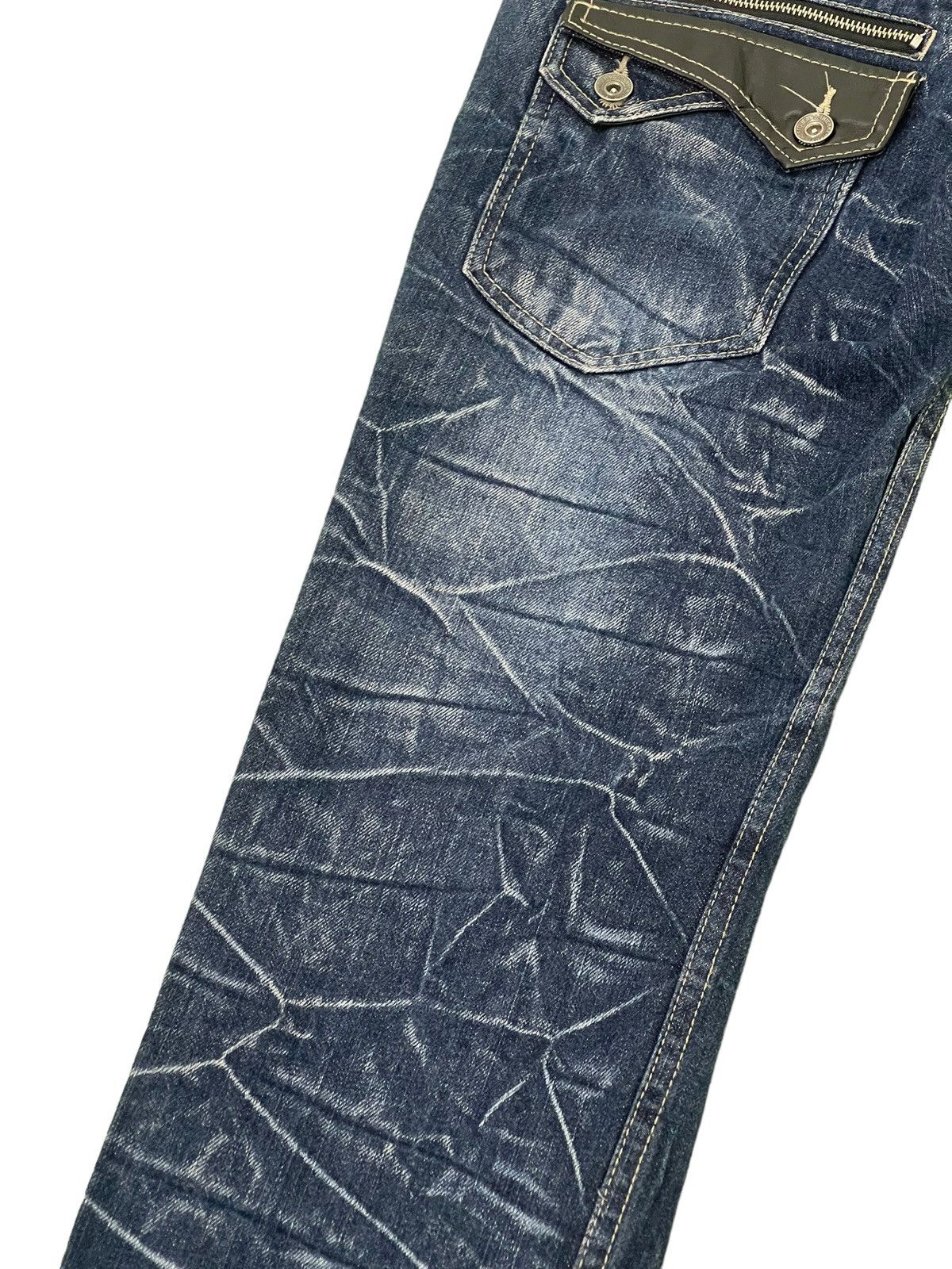 Japanese Brand Double Waist Jeans Explosion Acid Wash Regular Straight 4🟦1 Size US 29 - 6 Thumbnail